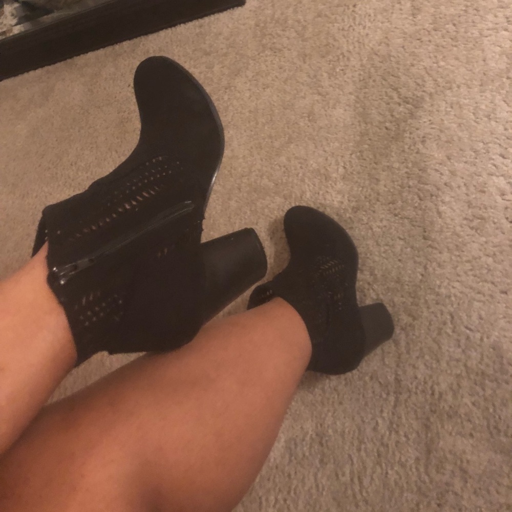Black Suede Cowgirl Ankle Booties
